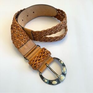 Adoppia Vita double braided Italian leather belt with large buckle